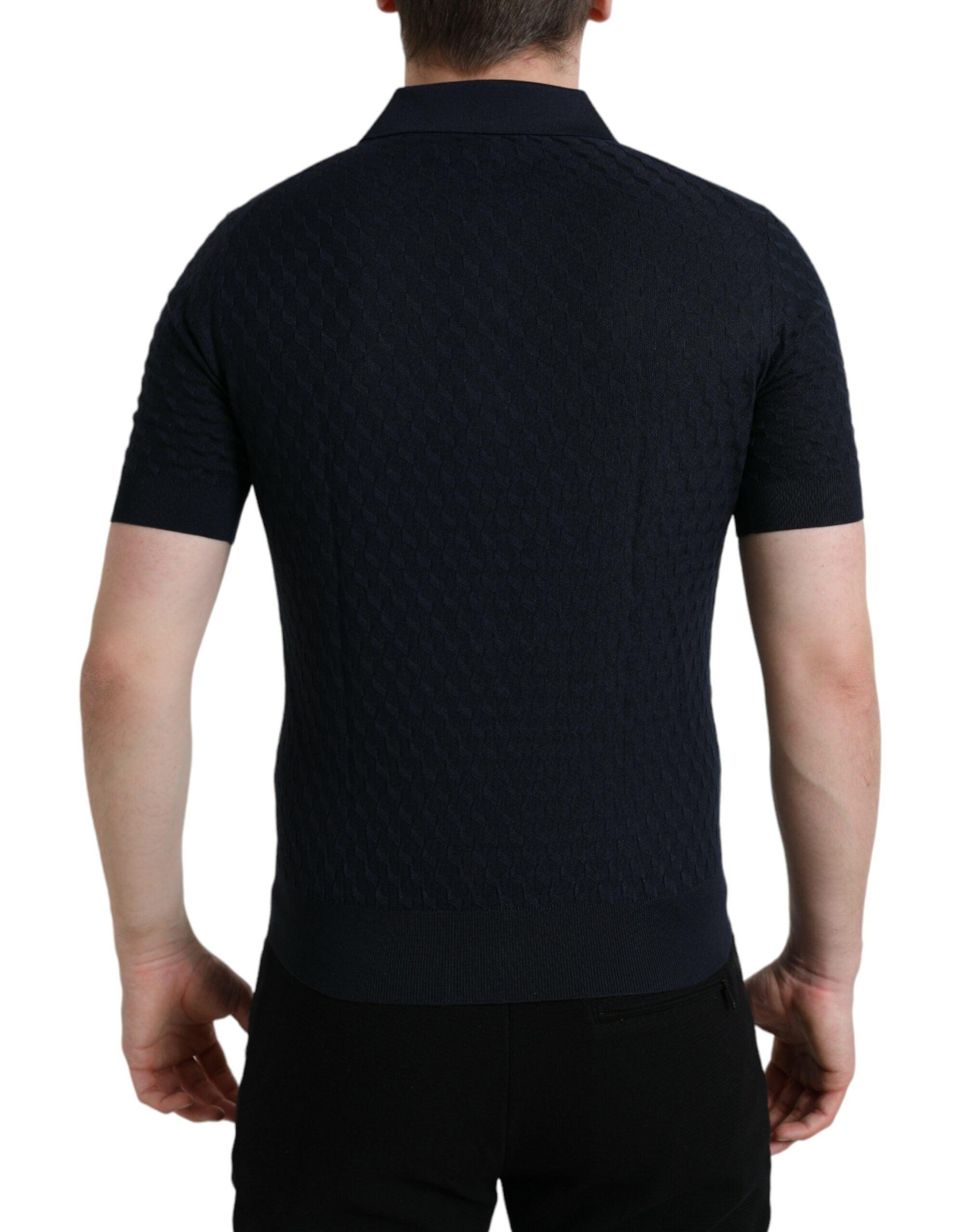 Dark Blue Collared Short Sleeve Polo T-shirt - Divitiae Glamour