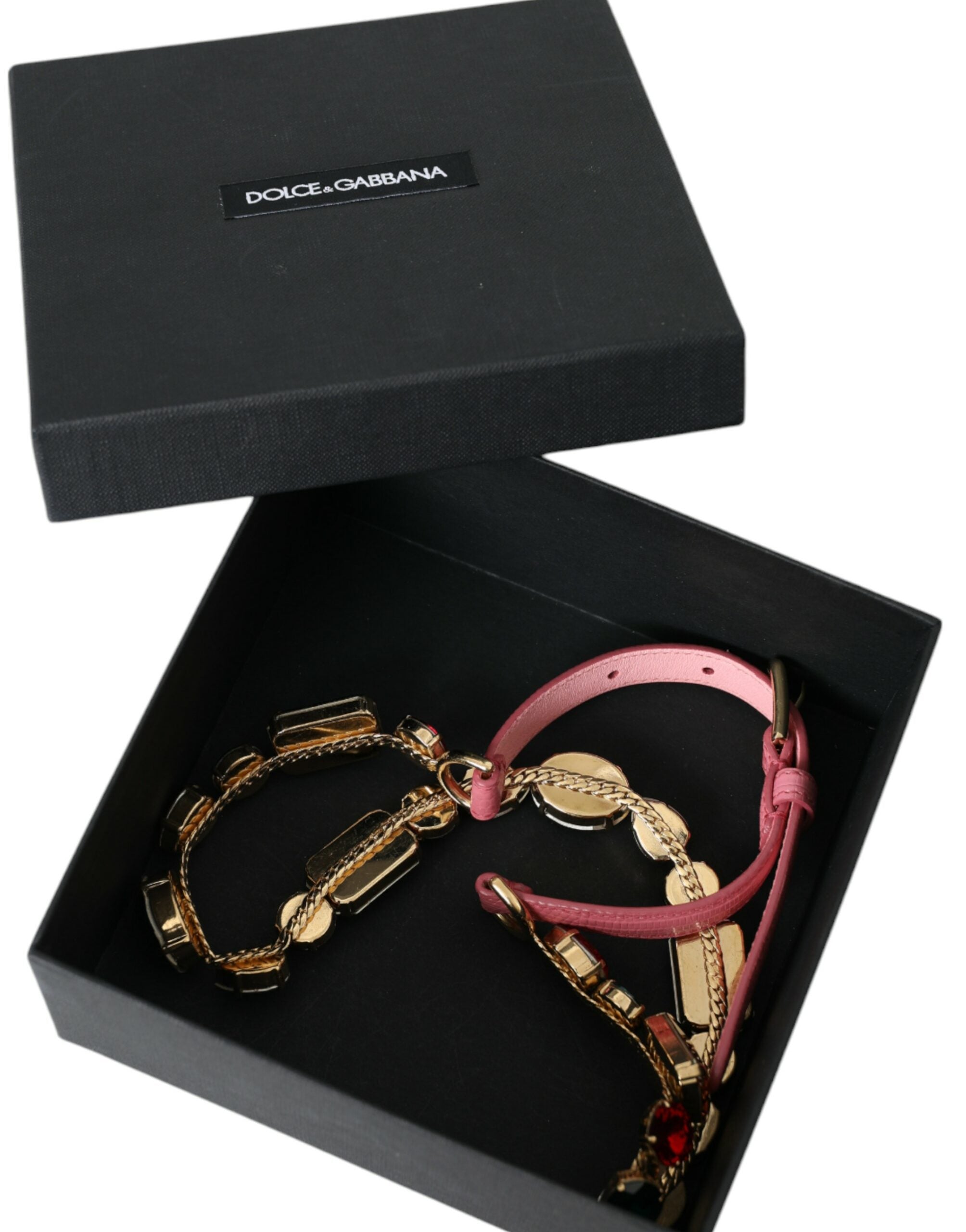 Pink Leather Crystal Chain Embellished Belt - Divitiae Glamour