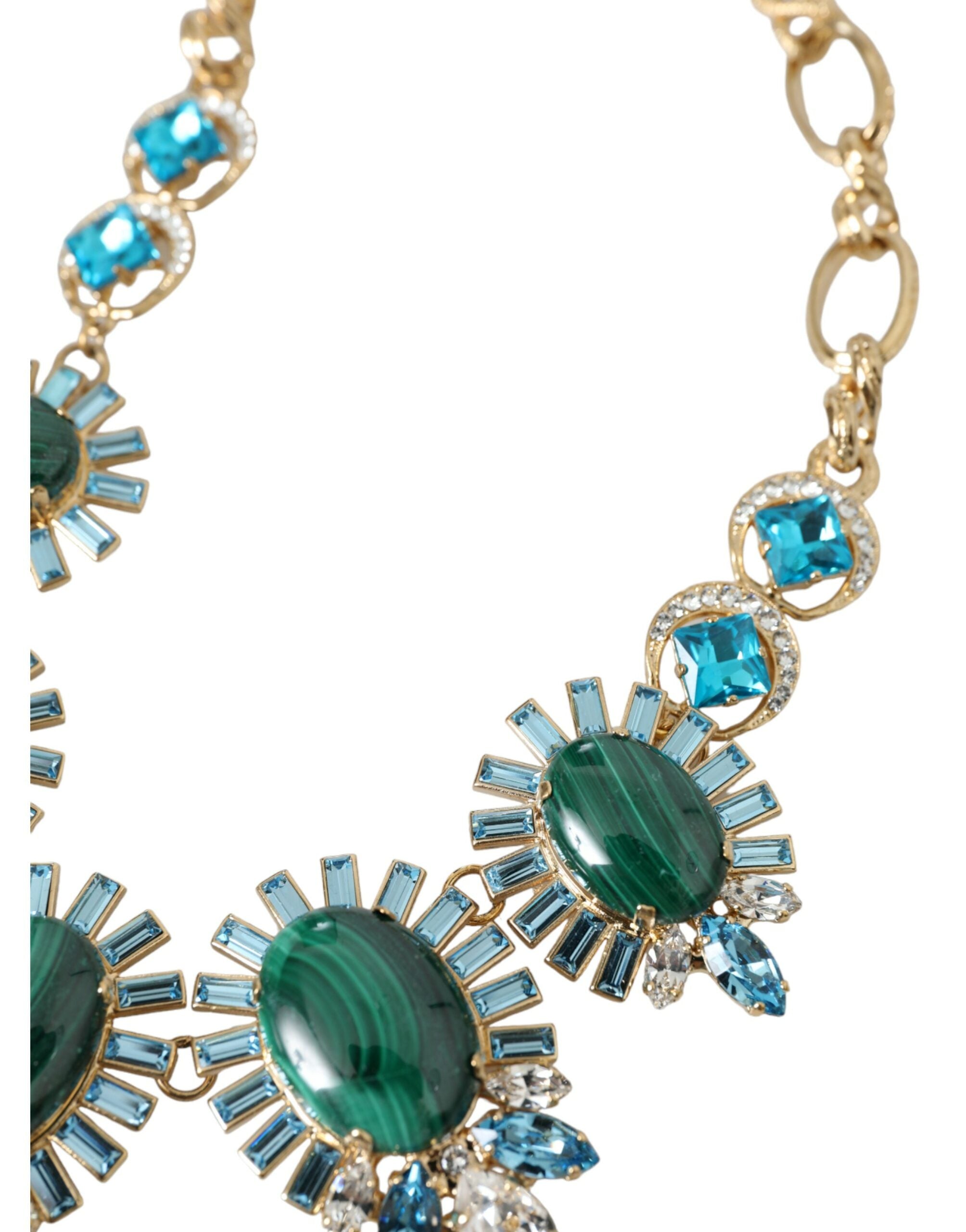 Gold ToneBrass PIETRE OVALI Crystal Embellished Necklace - Divitiae Glamour