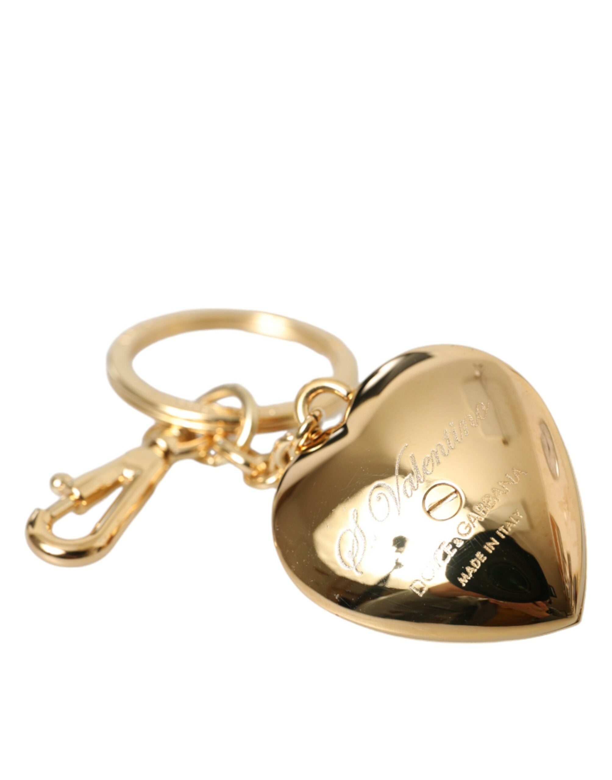 Metallic Gold Brass Heart Floral Pendant Keychain Keyring - Divitiae Glamour