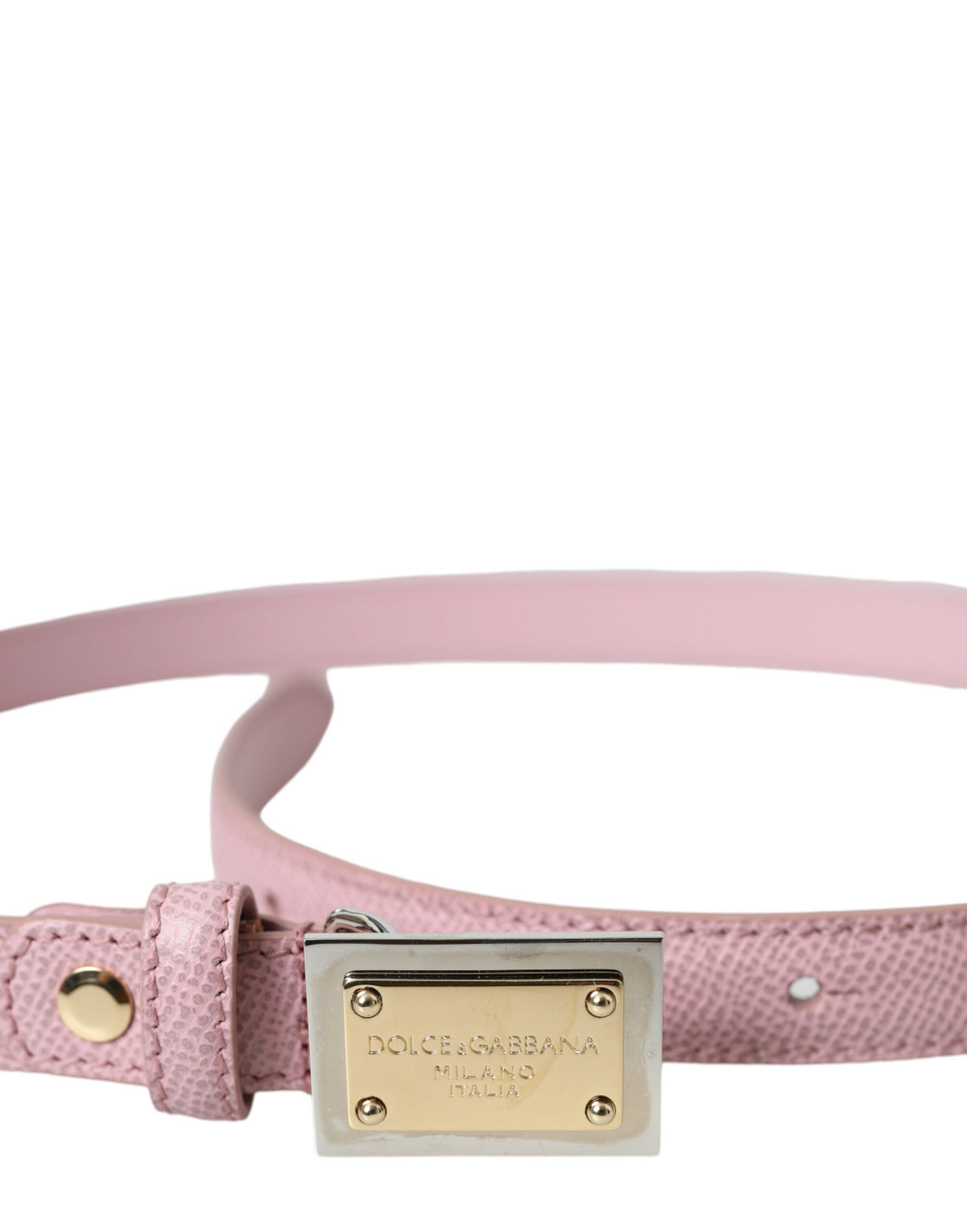 Pink Leather Gold Square Metal Buckle Belt - Divitiae Glamour