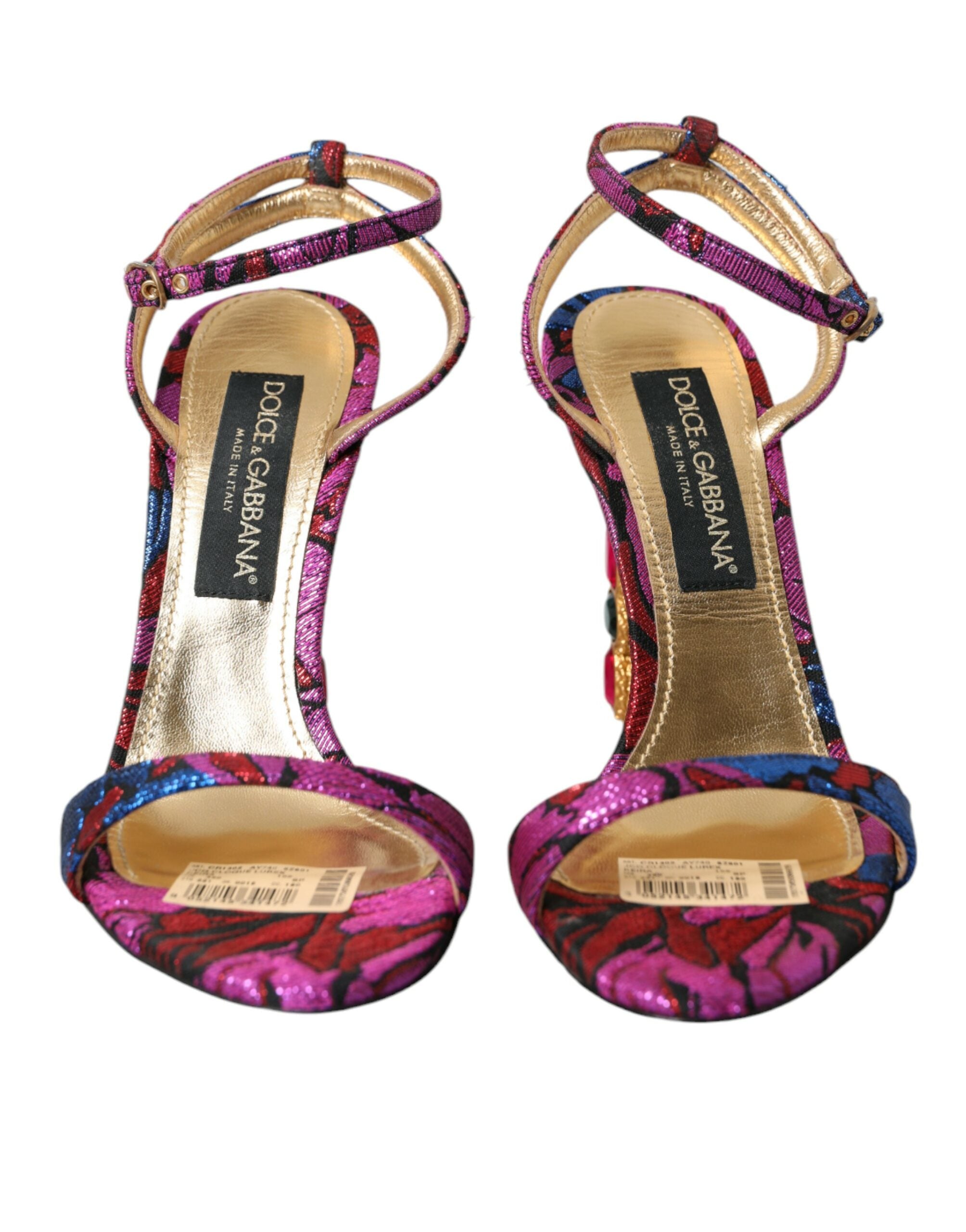 Multicolor Jacquard Crystals Sandals Shoes - Divitiae Glamour
