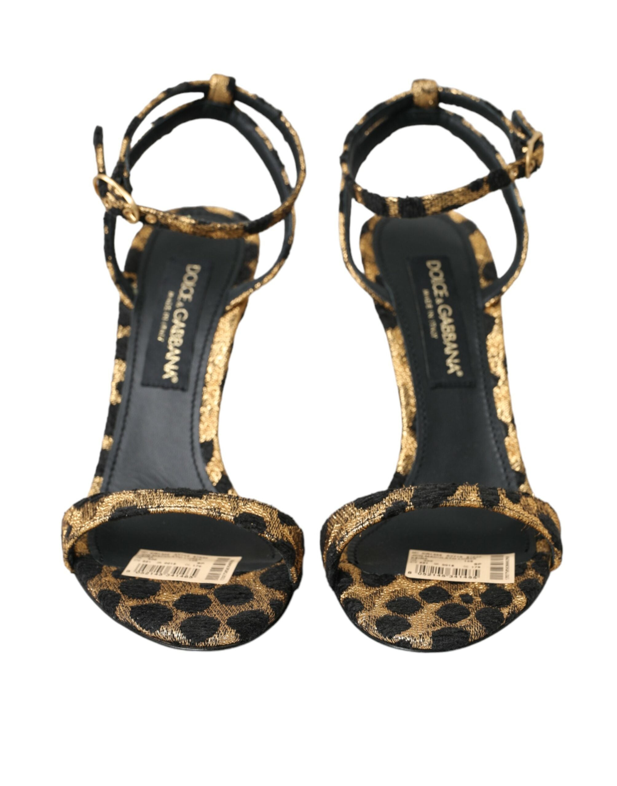 Gold Leopard Crystals Heels Sandals Shoes - Divitiae Glamour