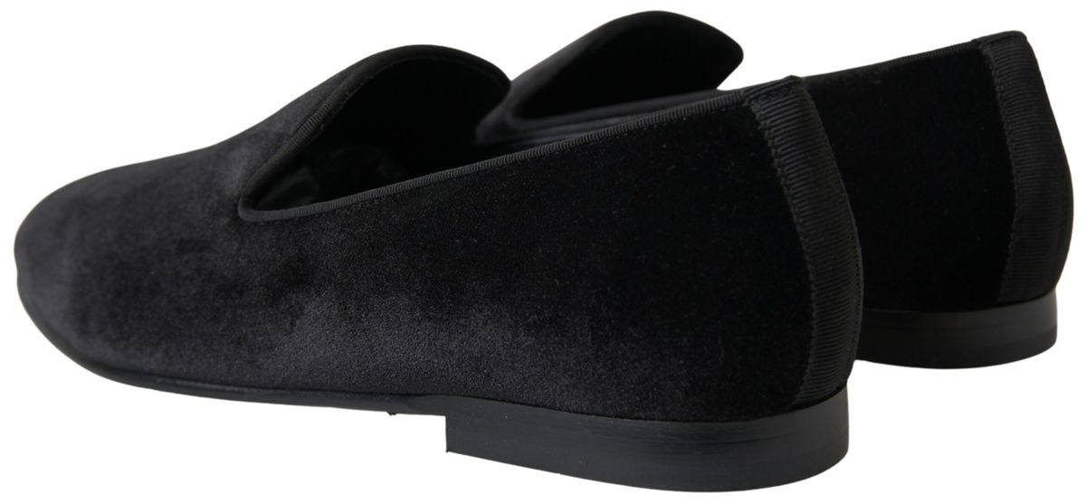 Elegant Velvet Black Loafers for Men - Divitiae Glamour