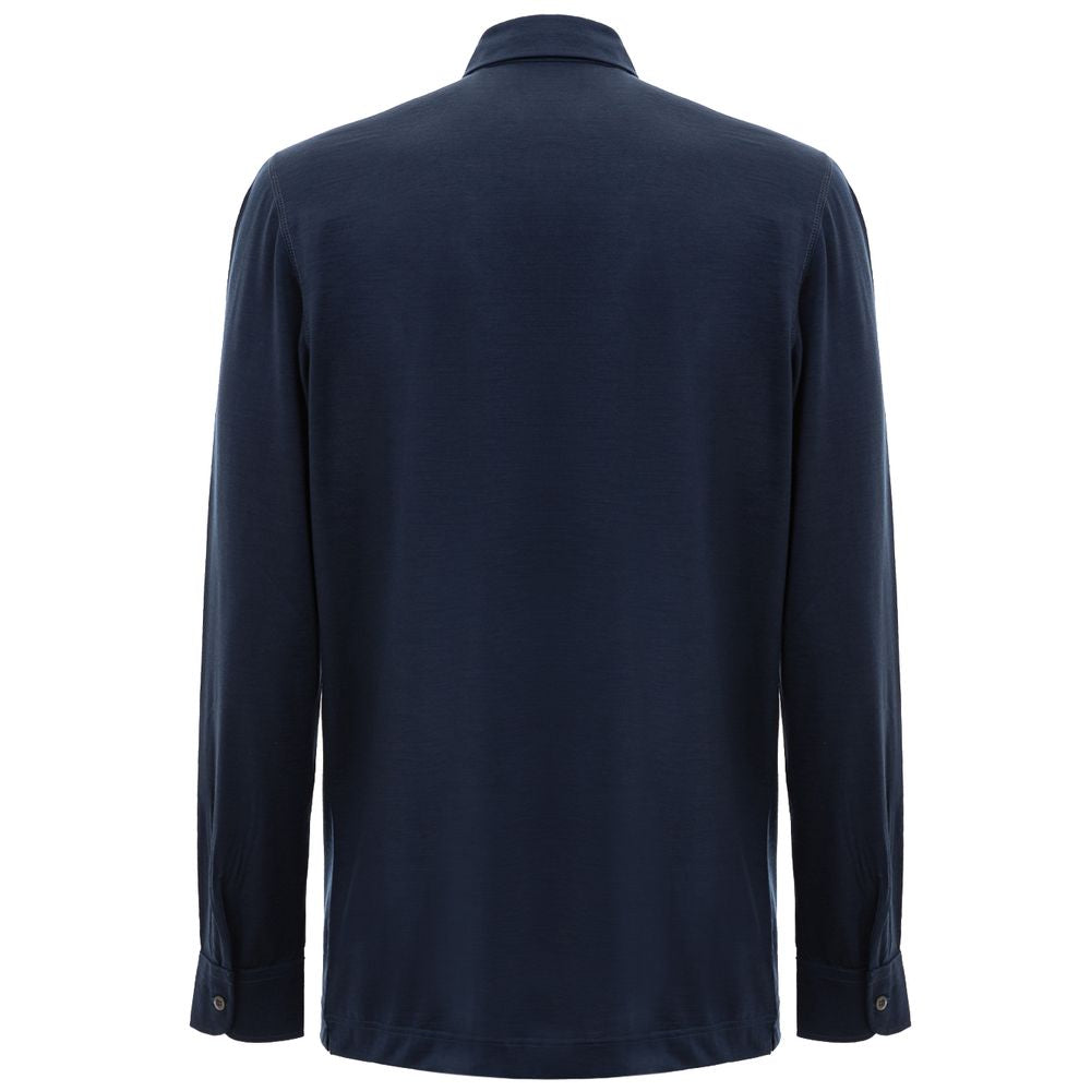 Blue Wool Vergine Polo Shirt