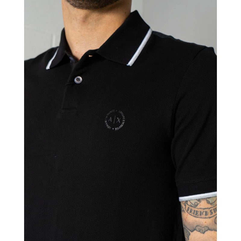 Armani Exchange Black Cotton Polo Shirt