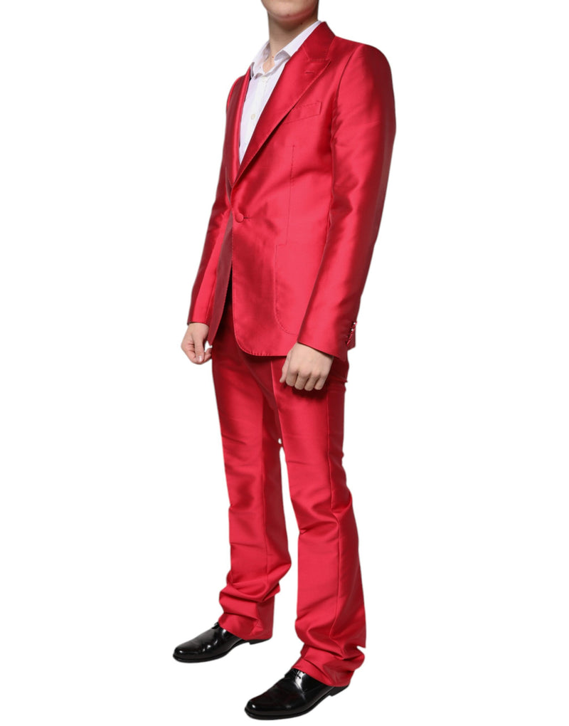 Dolce & Gabbana Red Polyester Single Breasted Formal Suit