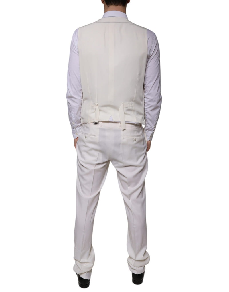 Dolce & Gabbana White Wool Silk 3 Piece SlimFit Formal Suit