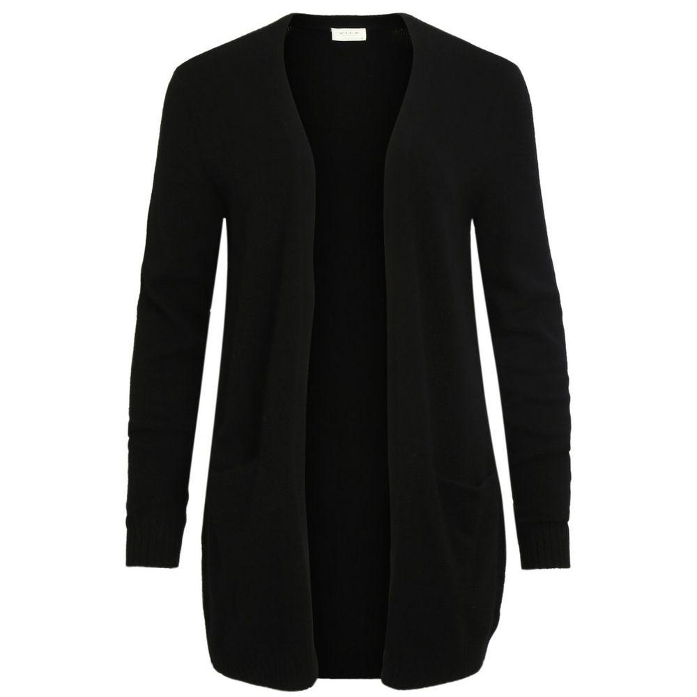 Vila Clothes Black Viscose Cardigan