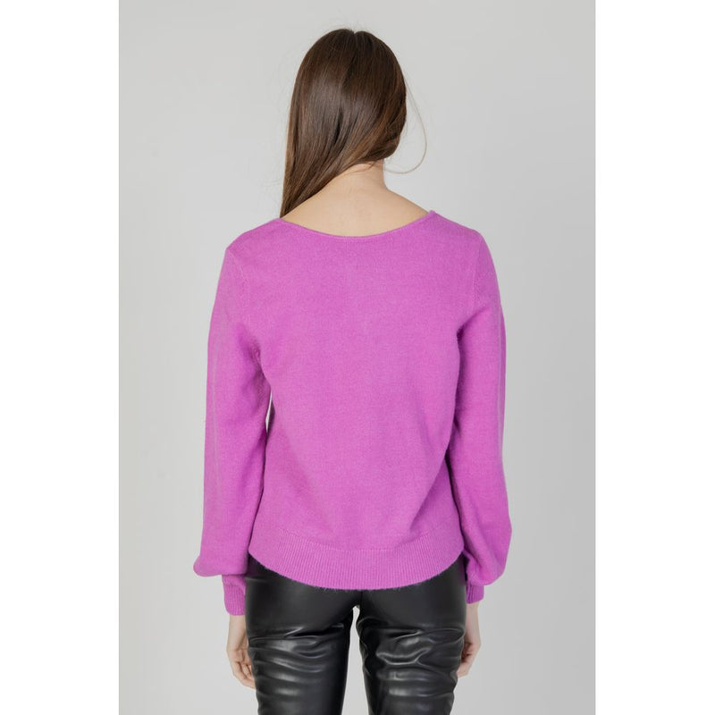 Vila Clothes Pink Viscose Sweater