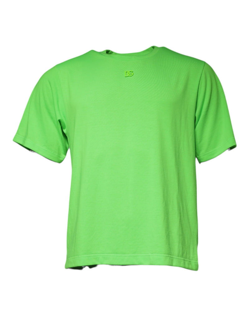 Dolce & Gabbana Green Logo Round Neck Short Sleeves T-shirt