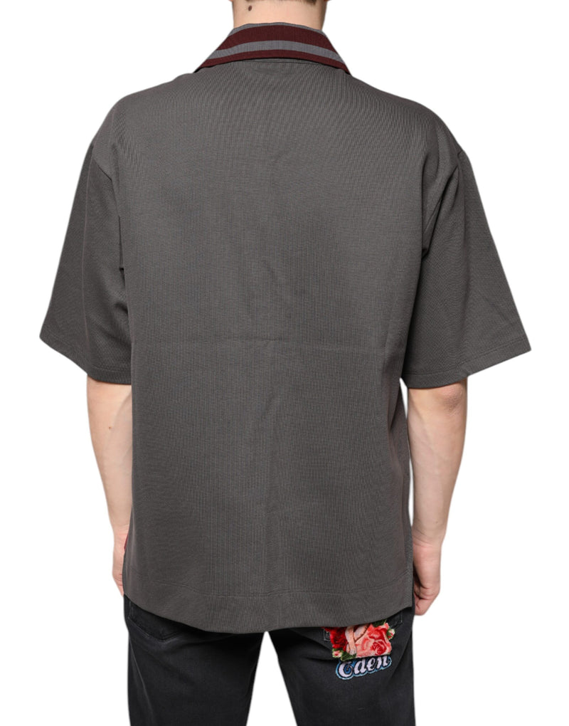 Dolce & Gabbana Gray DG Embroidery Collared Men Polo T-shirt