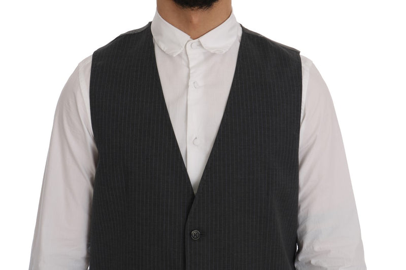 Dolce & Gabbana Elegant Gray Striped Waistcoat Vest