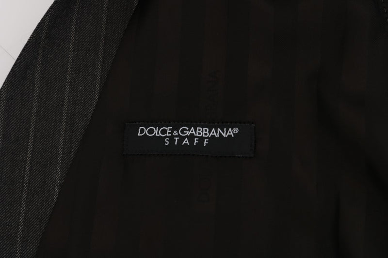 Dolce & Gabbana Elegant Striped Gray Wool Blend Waistcoat Vest