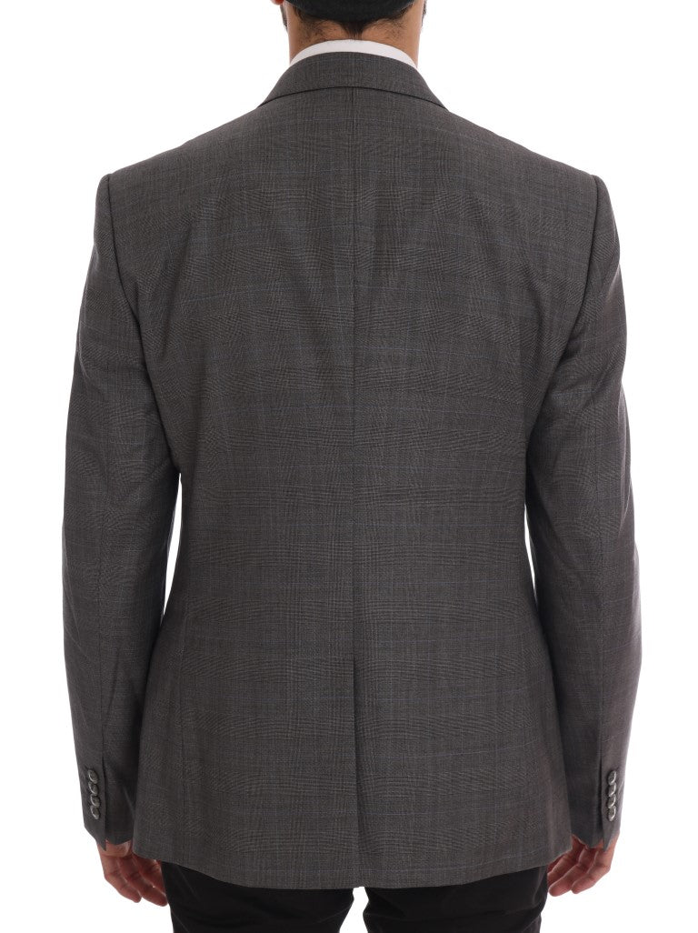 Dolce & Gabbana Sleek Gray Checkered Wool Blazer