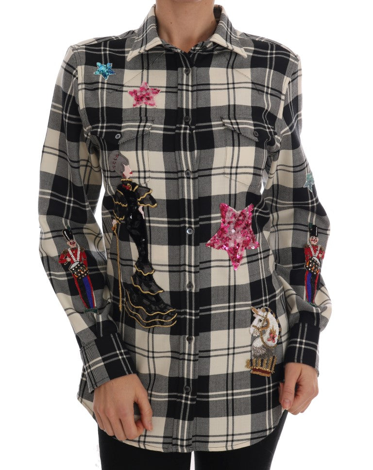 Dolce & Gabbana Enchanted Sequin Checkered Wool Shirt