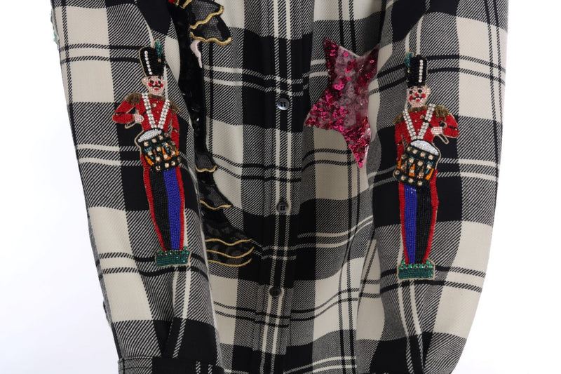 Dolce & Gabbana Enchanted Sequin Checkered Wool Shirt