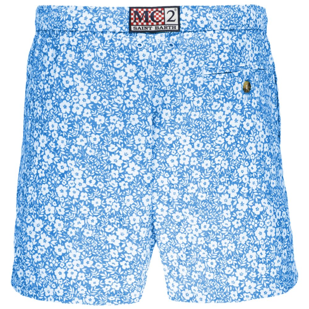 MC2 Saint Barth Light Blue Polyester Men Swim Trunk