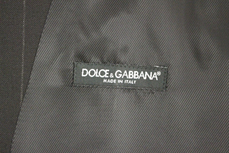 Dolce & Gabbana Elegant Black Striped Wool Dress Vest