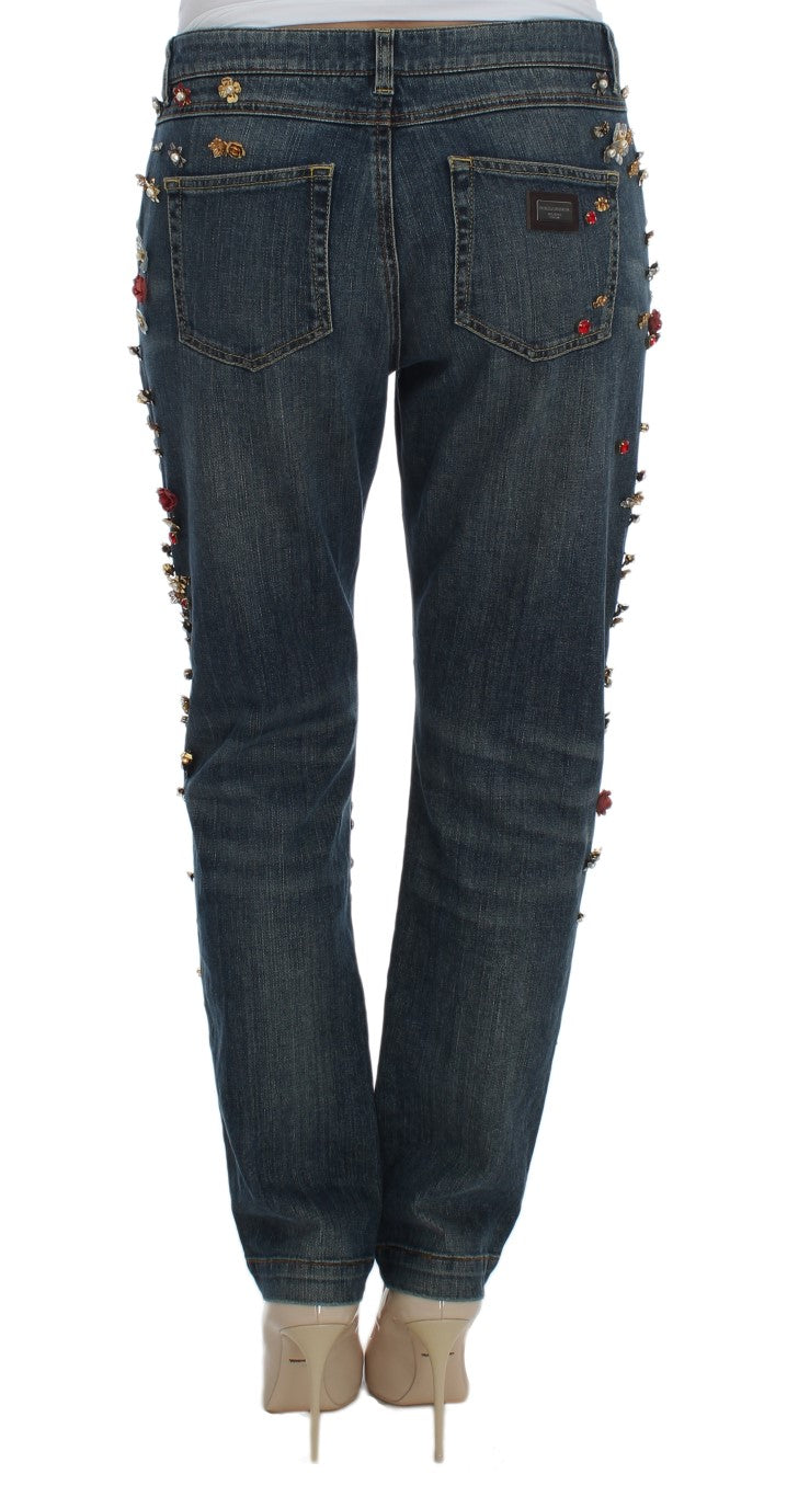 Dolce & Gabbana Enchanted Sicily Crystal Heart Boyfriend Jeans