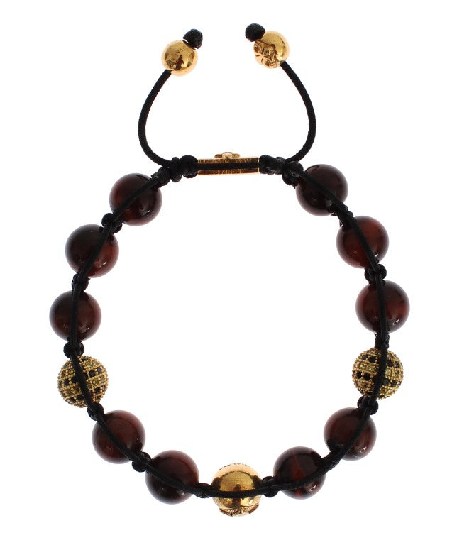 Radiant Red Tiger Eye & CZ Gold Bracelet