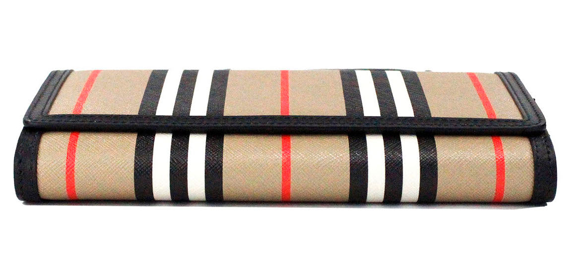 Hannah Icon Stripe Archive Black E-Canvas Leather Wallet Crossbody Bag - Divitiae Glamour