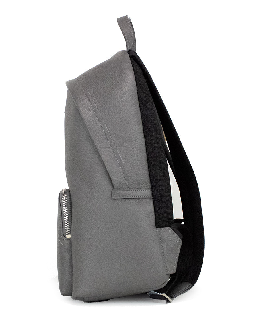 Abbeydale Branded Charcoal Grey Pebbled Leather Backpack Bookbag - Divitiae Glamour