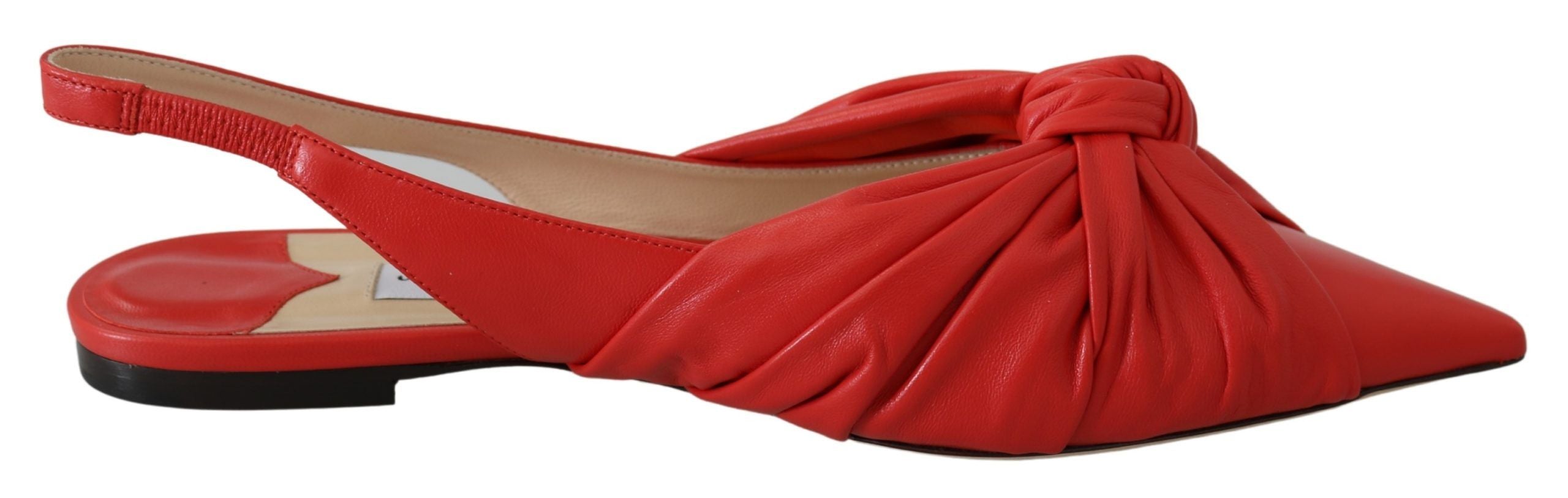 Chic Red Pointed Toe Leather Flats - Divitiae Glamour