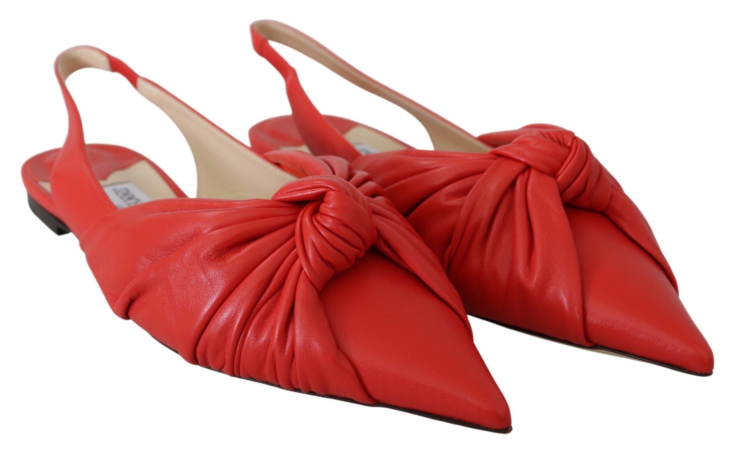 Chic Red Pointed Toe Leather Flats - Divitiae Glamour