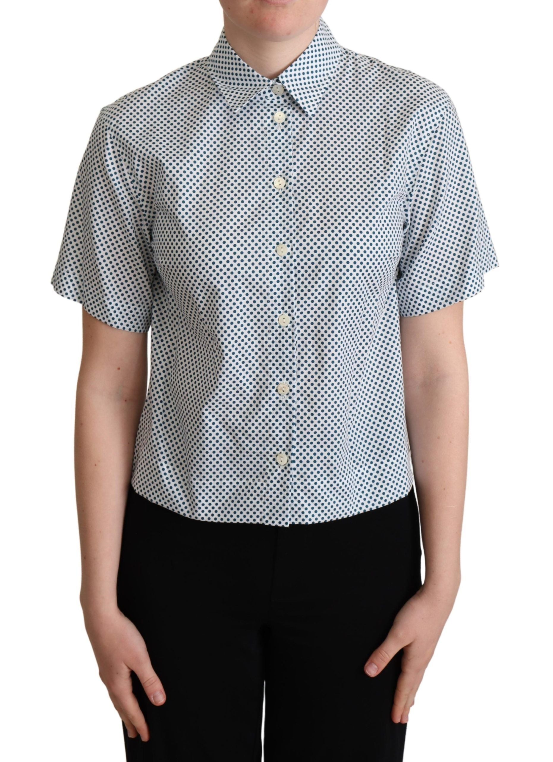 Elegant Polka Dot Cotton Polo Shirt - Divitiae Glamour