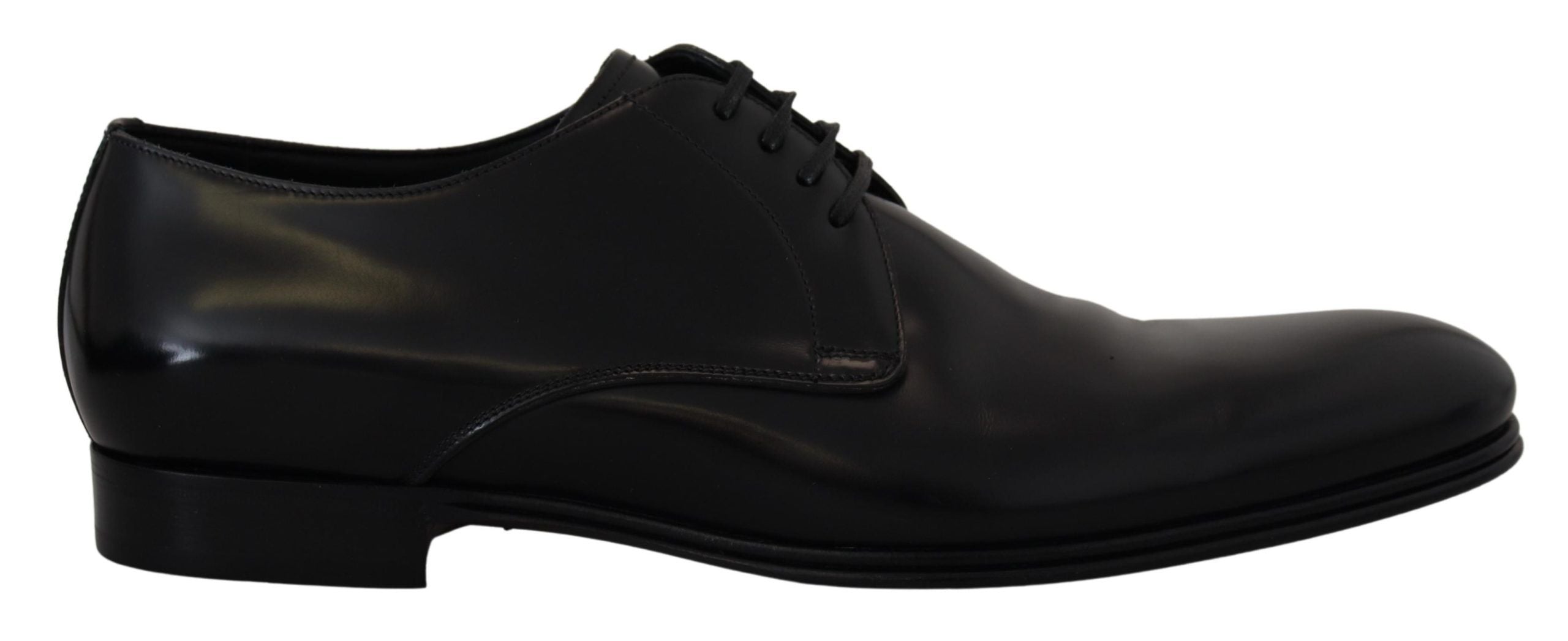 Elegant Black Leather Derby Shoes - Divitiae Glamour