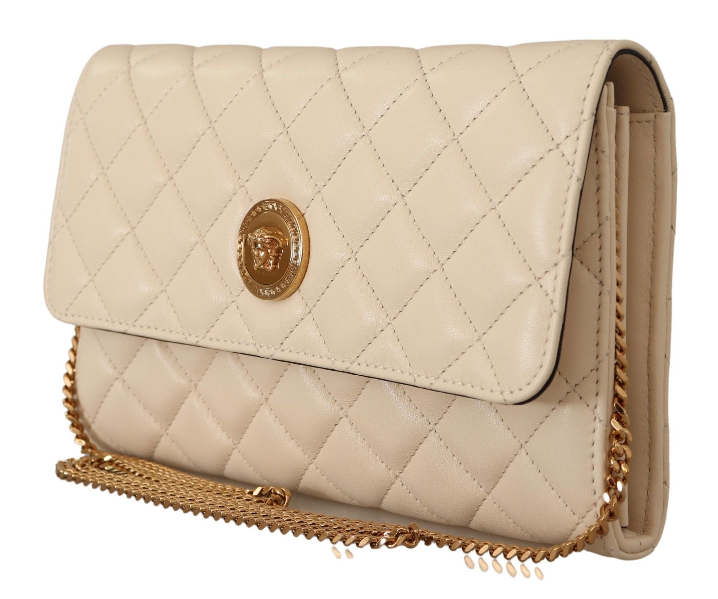 Elegant White Nappa Leather Evening Shoulder Bag - Divitiae Glamour