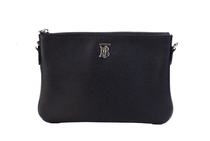 Peyton Monogram Black Leather Pouch Crossbody Bag Purse - Divitiae Glamour
