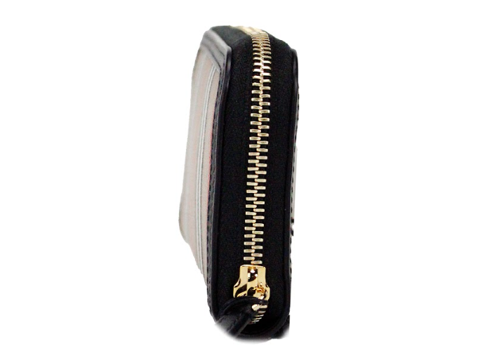 Ellerby Black Leather Icon Stripe Canvas Zip Around Continental Wallet - Divitiae Glamour