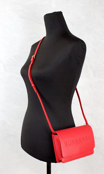Hampshire Small Red Embossed Logo Smooth Leather Crossbody Bag - Divitiae Glamour