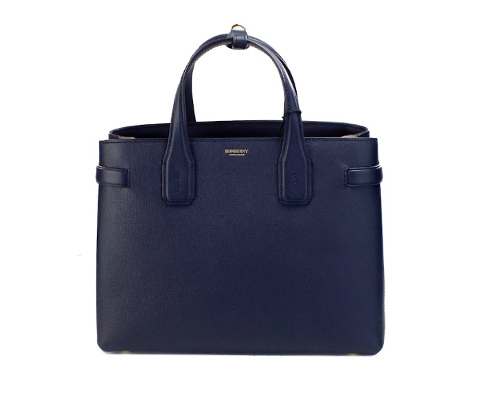 Banner Medium Regency Blue Leather Tote Crossbody Handbag Purse - Divitiae Glamour