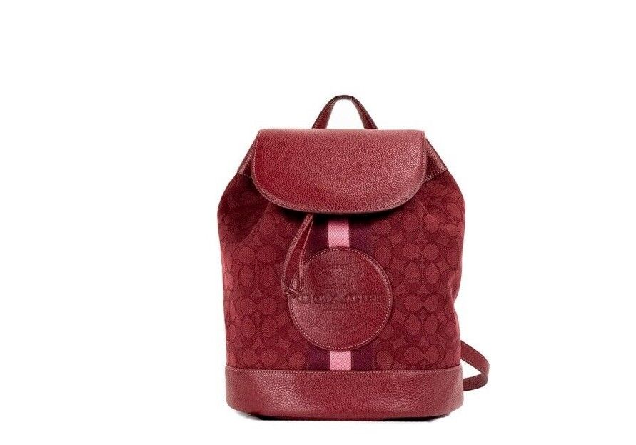 Dempsey Red Apple Signature Jacquard Canvas Logo Patch Backpack - Divitiae Glamour