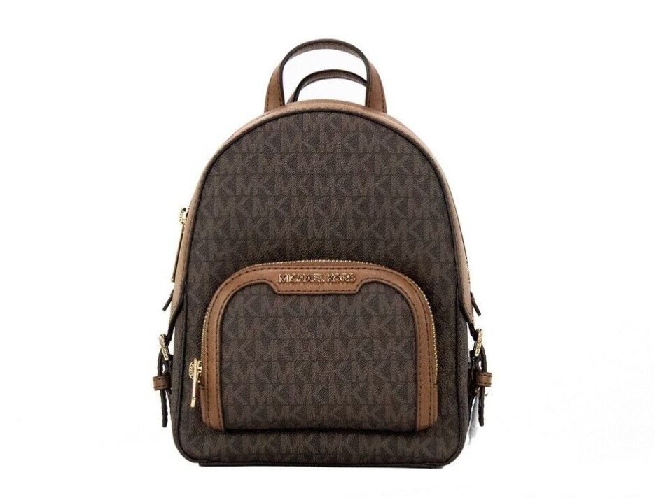 Jaycee mini XS Brown Signature PVC Zip Pocket Shoulder Backpack Bag - Divitiae Glamour
