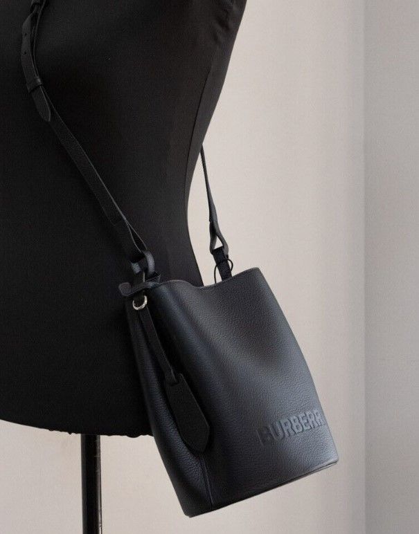 Lorne Small Black Pebbled Leather Bucket Crossbody Handbag Purse - Divitiae Glamour