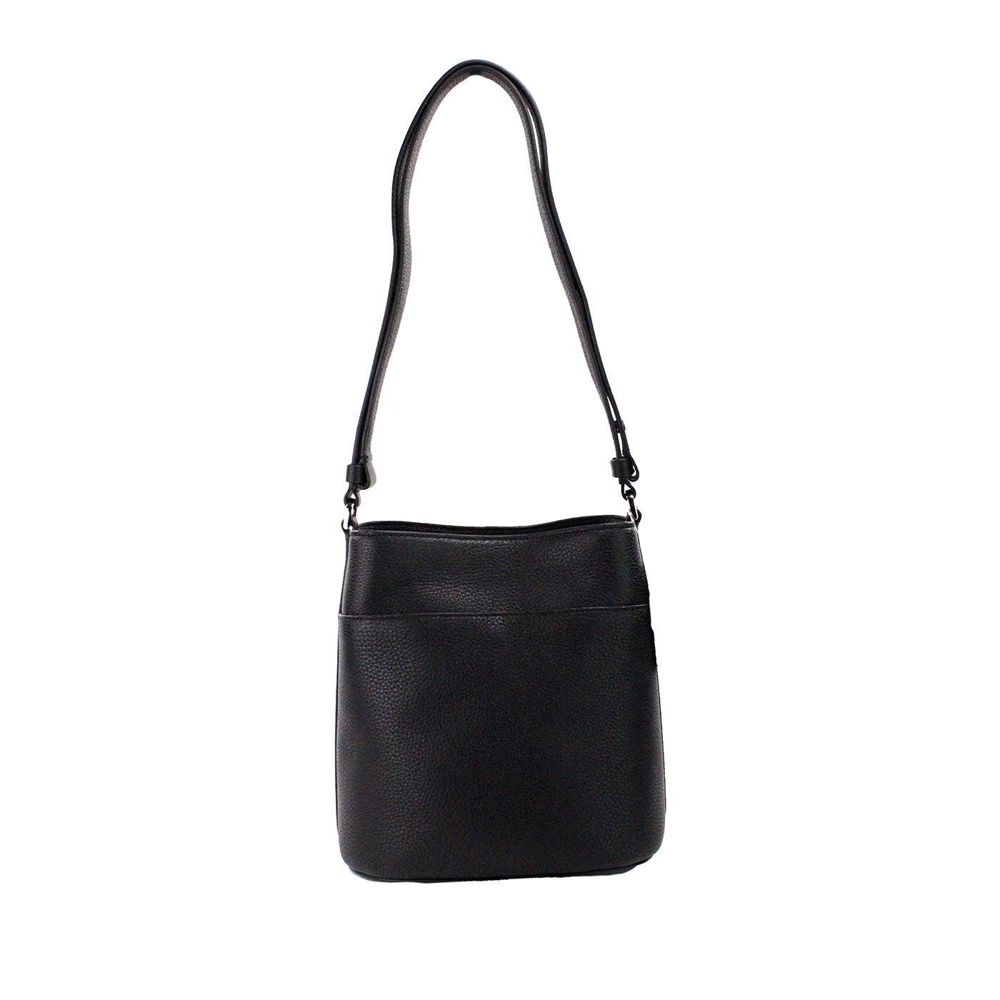 Leila Small Black Pebbled Leather Bucket Shoulder Crossbody Bag - Divitiae Glamour
