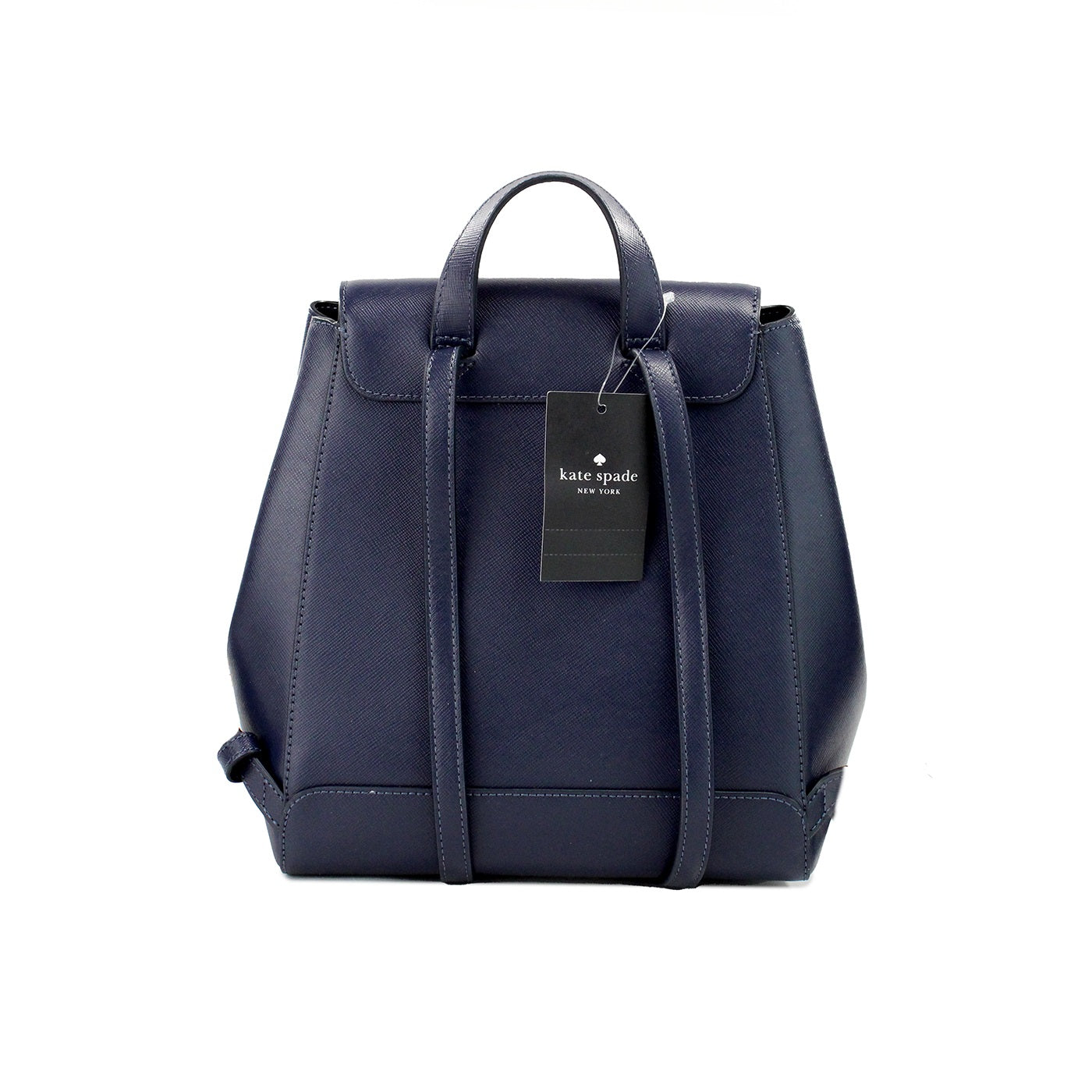 Madison Navy Saffiano Leather Medium Flap Shoulder Backpack Bag - Divitiae Glamour