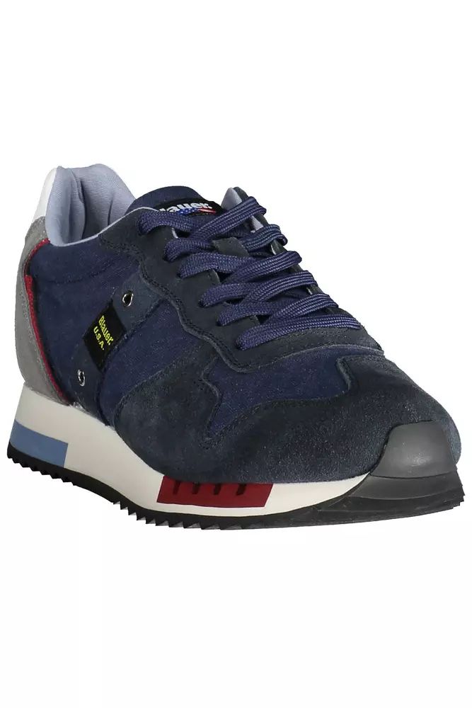 Chic Blue Sports Sneakers with Contrasting Accents