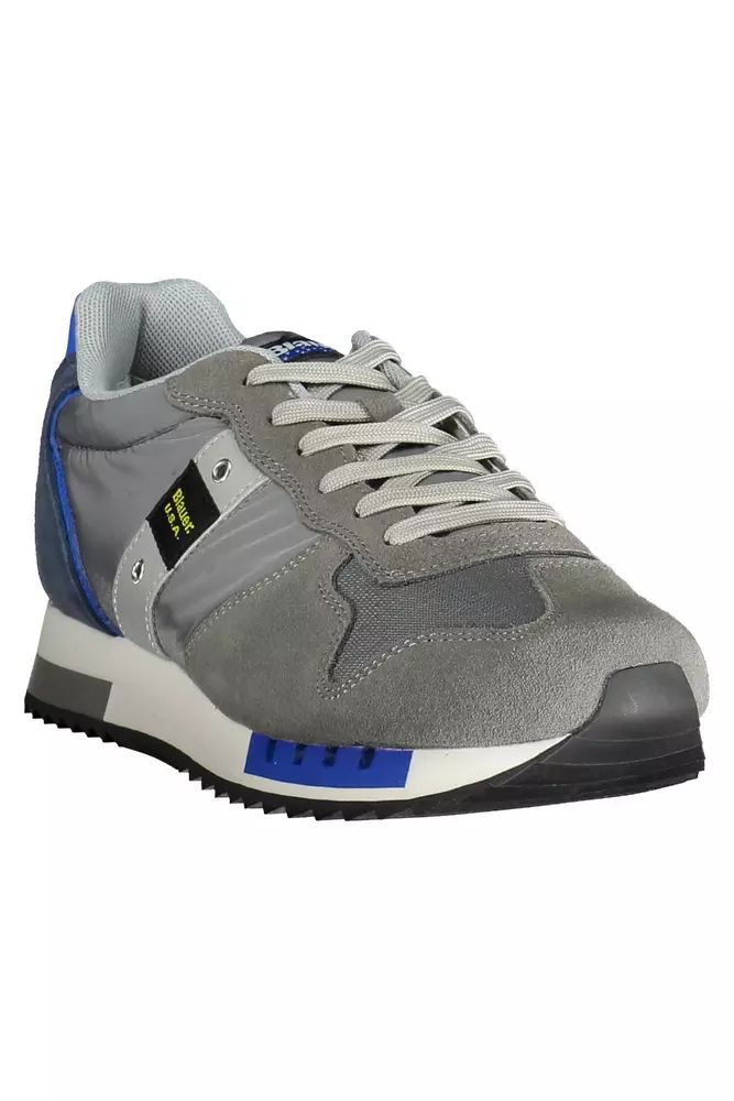 Elegant Gray Sports Sneakers with Contrasting Accents - Divitiae Glamour