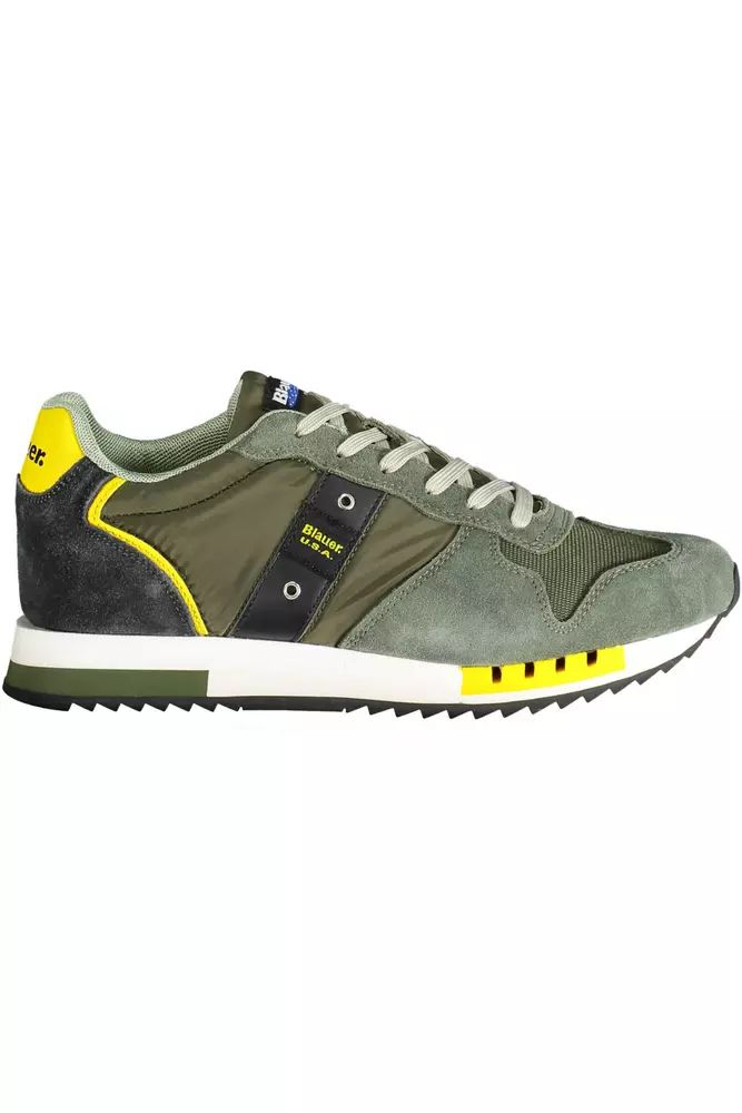 Green Lace-Up Sports Sneaker with Logo - Divitiae Glamour