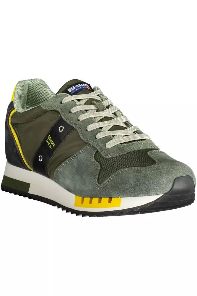 Green Lace-Up Sports Sneaker with Logo - Divitiae Glamour