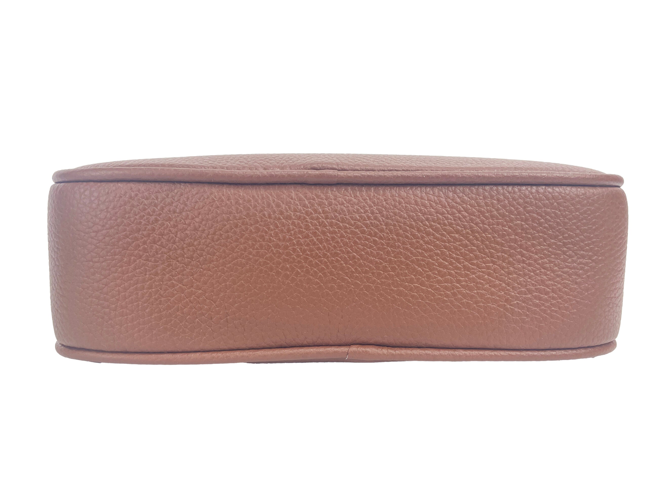 Small Leather Tan Camera Crossbody TB Logo Bag - Divitiae Glamour