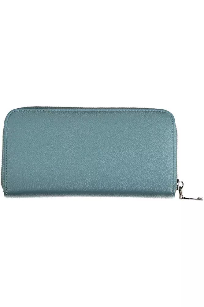Chic Blue Polyethylene Wallet with Coin Purse