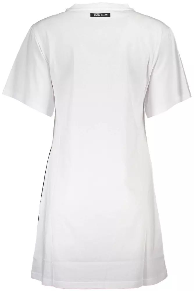 Elegant White Cotton Dress with Designer Print