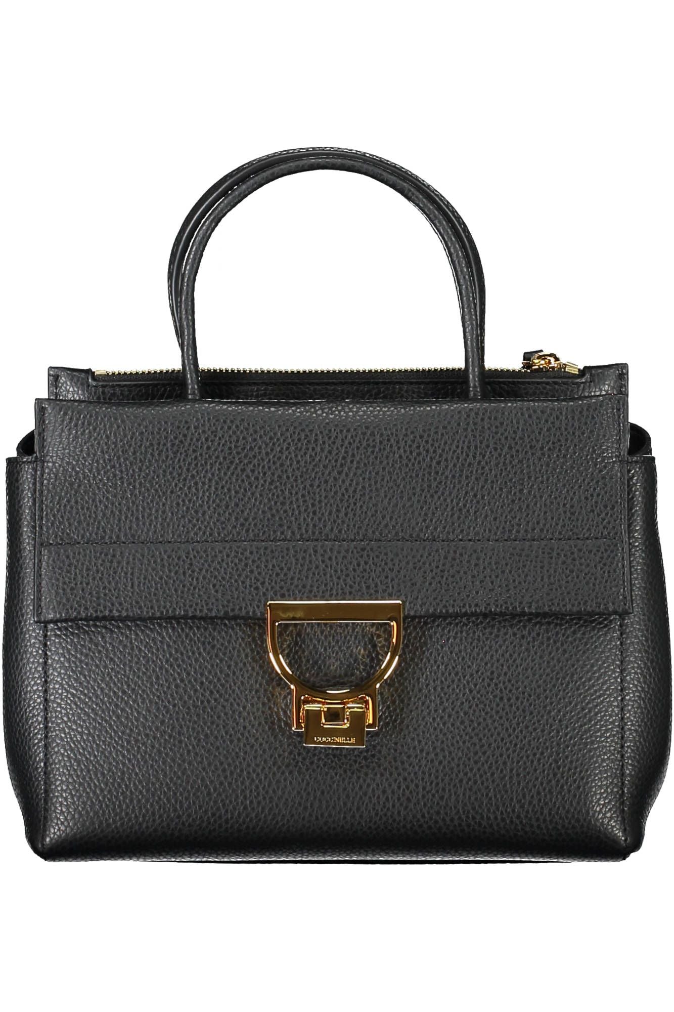 Elegant Black Leather Handbag With Versatile Straps