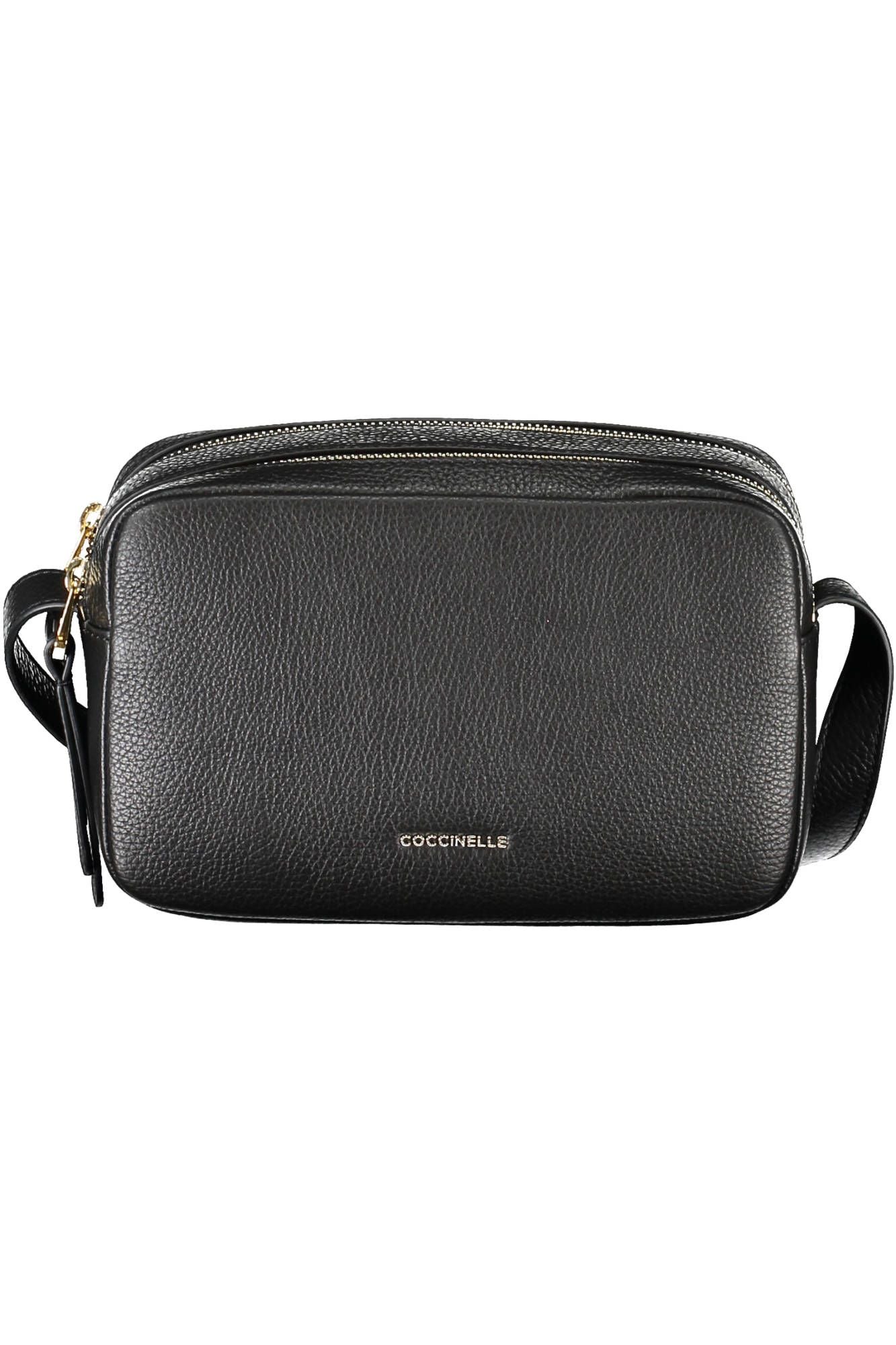 Elegant Black Leather Shoulder Bag with Logo